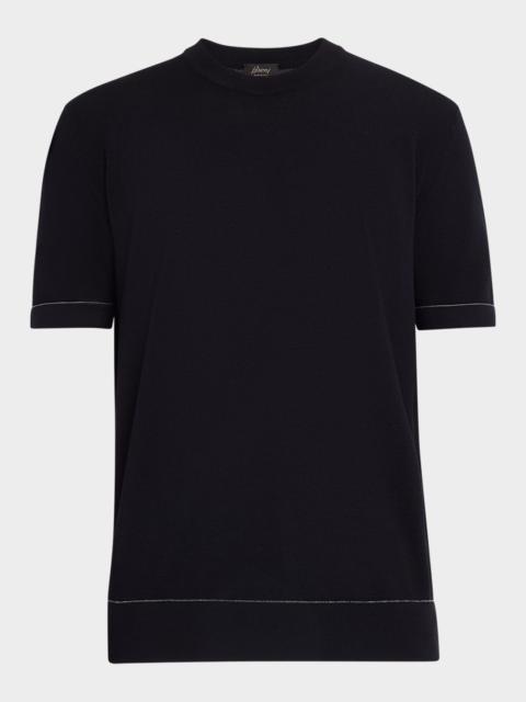 Brioni Men & apos;s Sea Island Cotton Short-Sleeve Crewneck Sweater