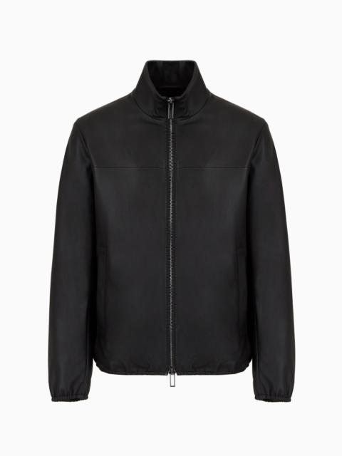 Semi-aniline nappa lambskin blouson with full-length zip