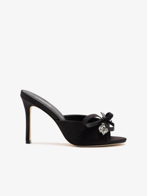 Larroudé Rosett Mule In Black Satin