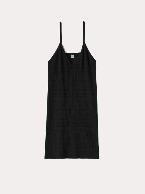 Monogram pointelle slip dress black