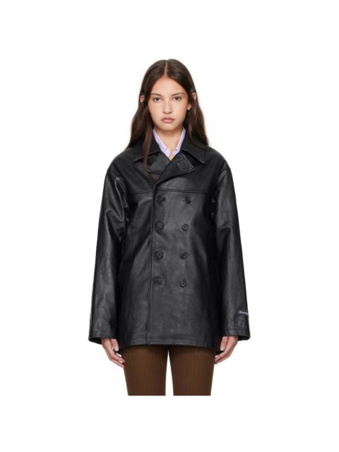 HommeGirls® Black Peacoat Leather Jacket