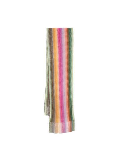 zigzag-knit fringed scarf
