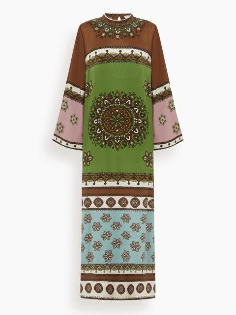 ALÉMAIS Contina Silk Midi Dress in Multi