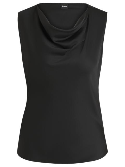 BOSS SLEEVELESS COWL-NECK BLOUSE IN STRETCH SILK