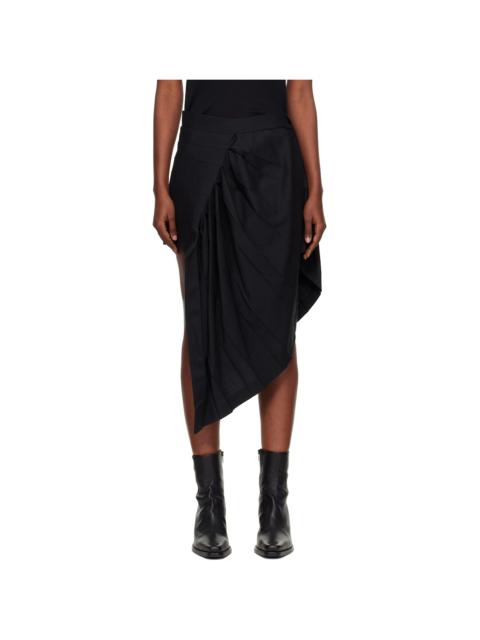 Junya Watanabe Black Draped Short Satin Miniskirt
