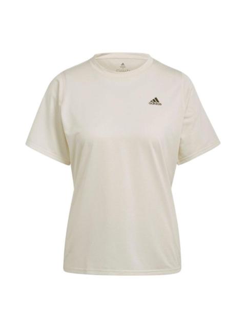adidas (WMNS) adidas Aeroready Running Logo T-Shirt 'Beige' HB9355