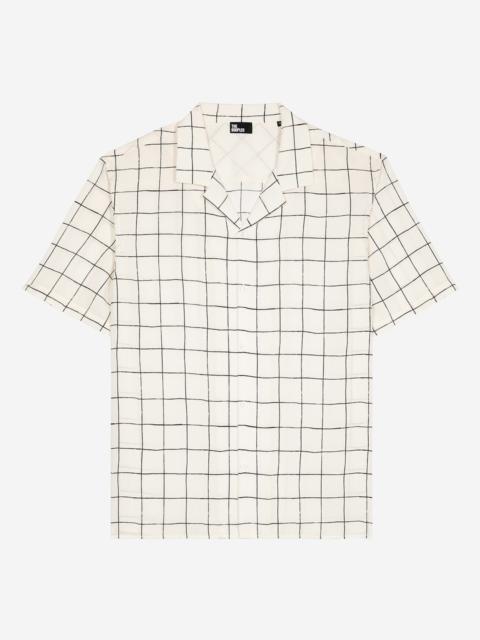 The Kooples SHORT-SLEEVED PLAID SHIRT, ECRU