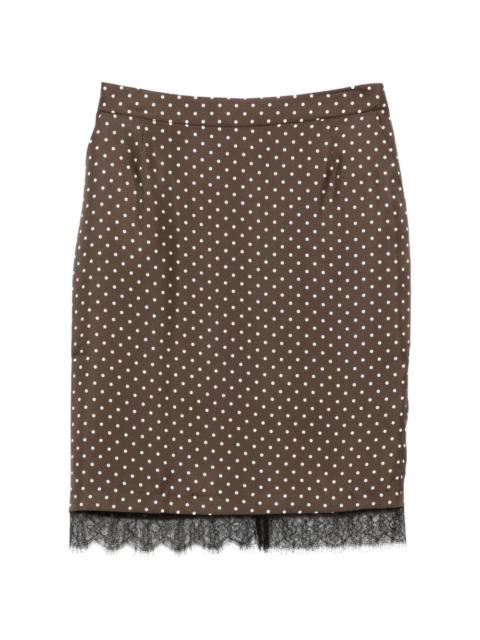 FRANÇOISE Laya polka-dot lace-trim midi skirt