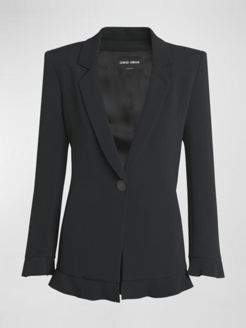 GIORGIO ARMANI Cady Blazer Jacket with Ruffle Underlay