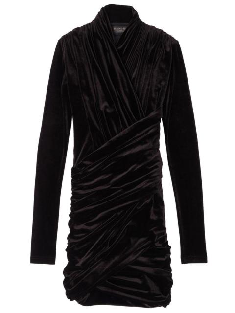 BALENCIAGA velvet long-sleeve mini dress