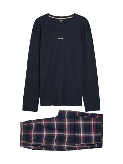 BOSS Boss Logo-embroidered Plaid Cotton-blend Pyjama set