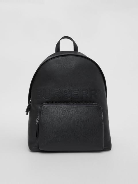 Burberry Logo Embossed Leather Backpack