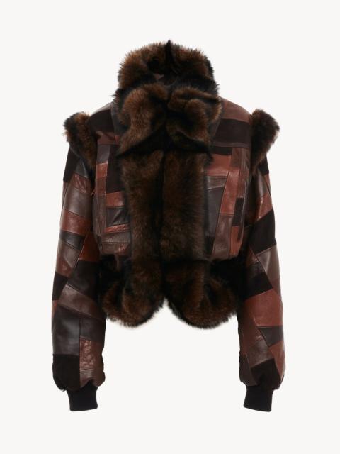 Chloé SHORT HYBRID BOMBER JACKET IN LEATHER