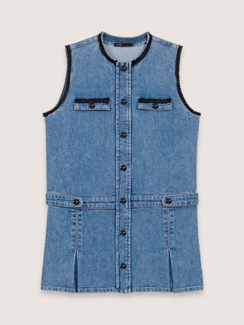 maje Denim dress with embroidered trim