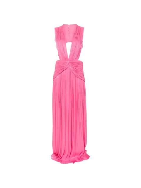 COSTARELLOS Silla cutout-detail V-neck maxi dress