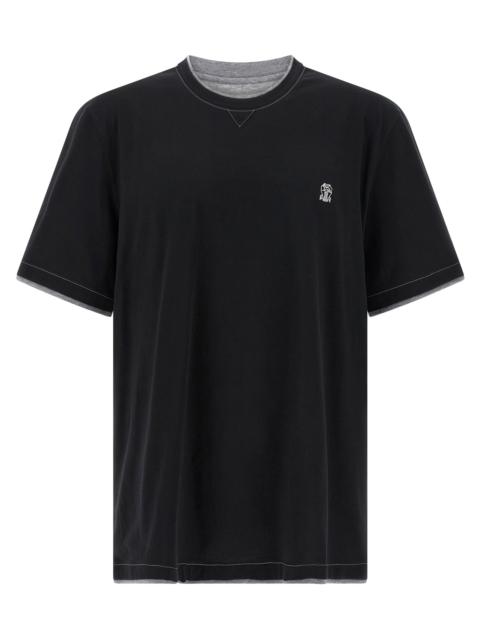 Brunello Cucinelli Double Layer T-Shirt Black
