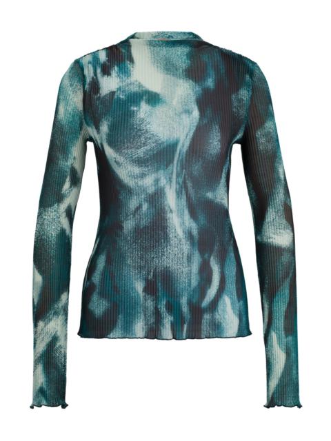 BOSS PRINTED SLIM-FIT TOP IN PLISSÉ TULLE