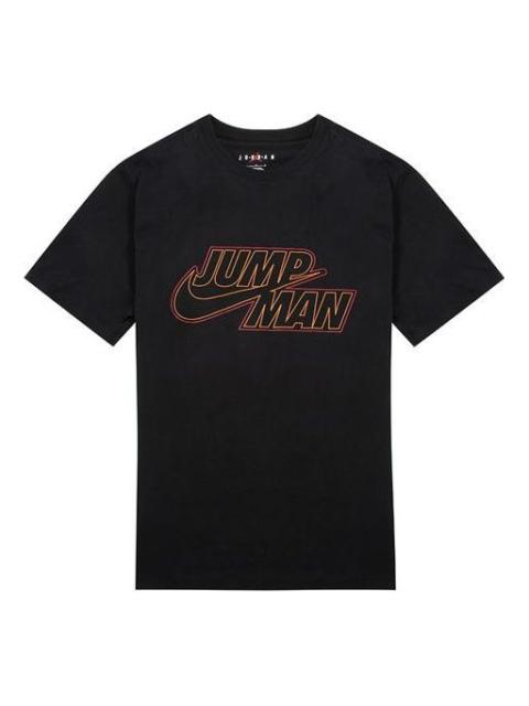 Jordan Air Jordan Large Logo Alphabet Printing Sports Training Round Neck Short Sleeve Black DN4430-010