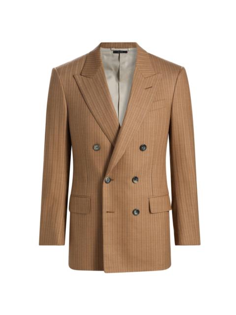 TOM FORD Men's Herringbone Stripe Double-Breasted Blazer - Camel