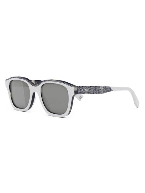FENDI Men Square 51MM Acetate Sunglasses - Ivory Smoke