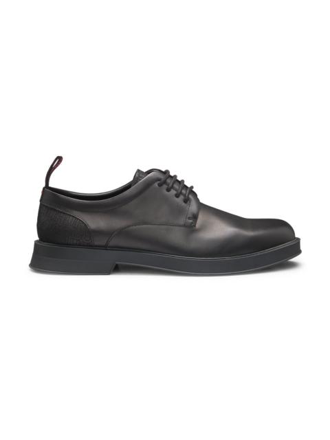 HUGO LEATHER DERBY SHOES WITH MONOGRAM HEEL