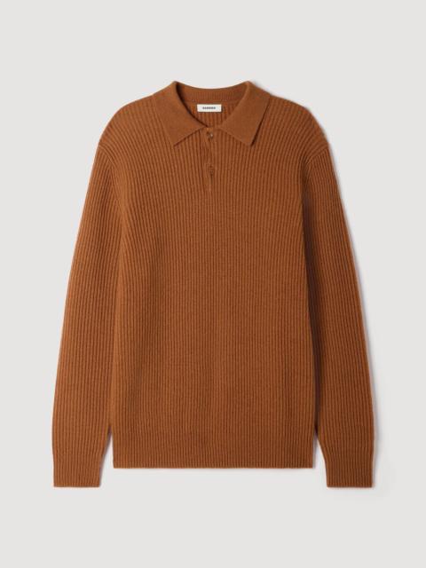 Sandro RIBBED WOOL POLO SHIRT