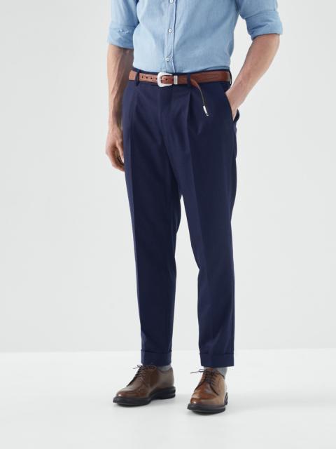 Brunello Cucinelli Virgin wool flannel leisure fit trousers with pleat