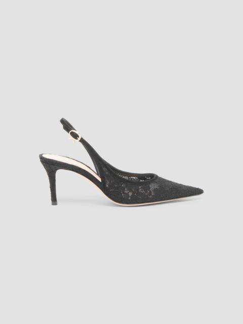 Gianvito Rossi Women's Lyon 70MM Lace & Suede Slingback Pumps - Black