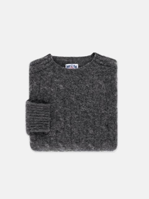 J. PRESS MADE-IN-SCOTLAND GRAY SHAGGY DOG CABLEKNIT SWEATER - CLASSIC FIT
