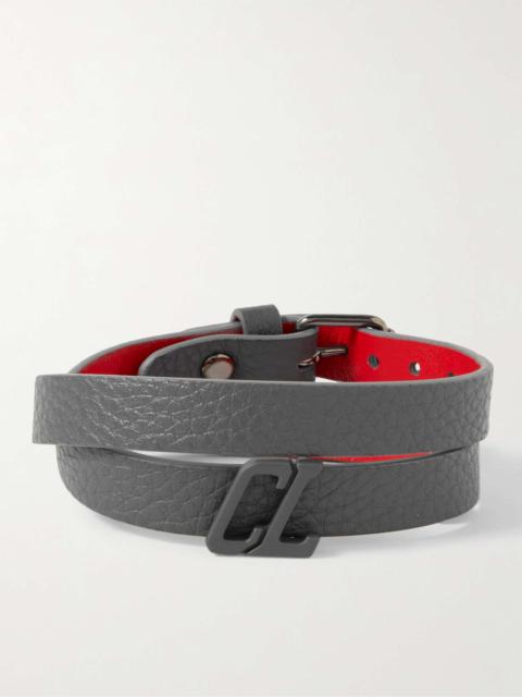 Full-Grain Leather and Gunmetal-Tone Wrap Bracelet