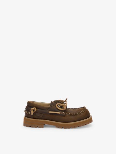 Moschino AGED CALFSKIN BOAT LOAFERS