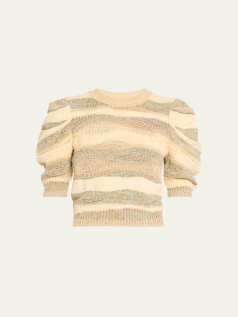 ULLA JOHNSON Odie Puff-Sleeve Cotton-Blend Knit Top