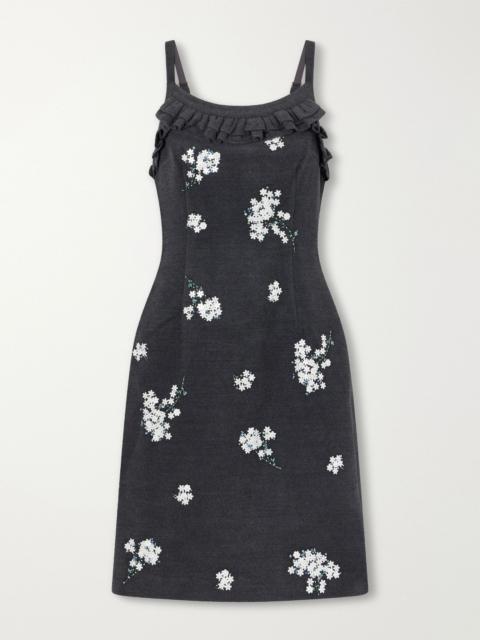 SHUSHU/TONG Sequin-embellished ruffled wool-blend midi dress Multi