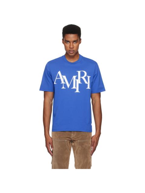 AMIRI Blue 'AMIRI' Staggered Logo T-shirt