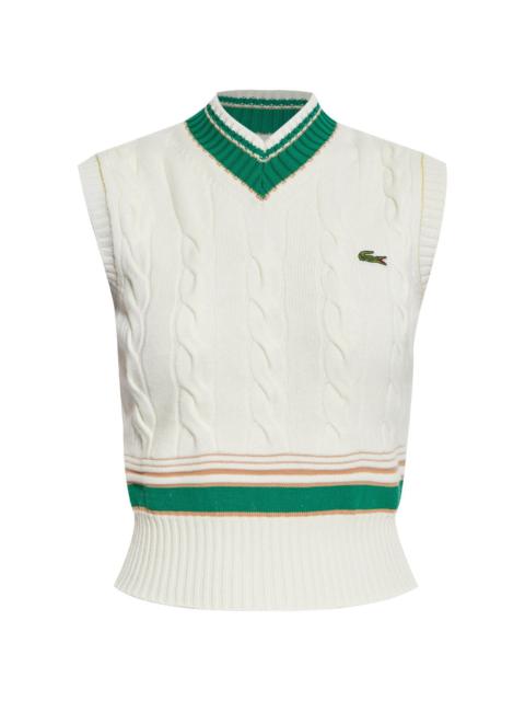 LACOSTE logo-embroidered cable-knit top