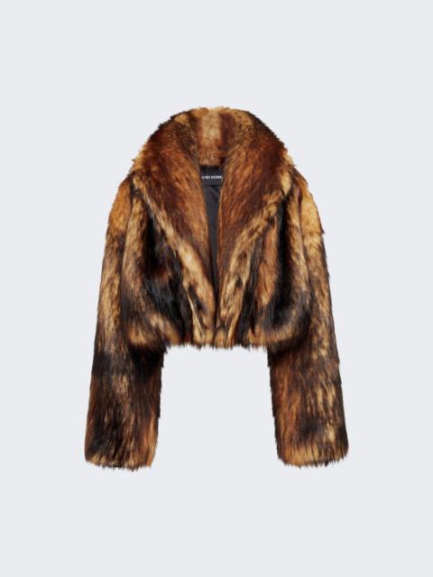 David Koma Faux Fur Oversized Jacket Brown