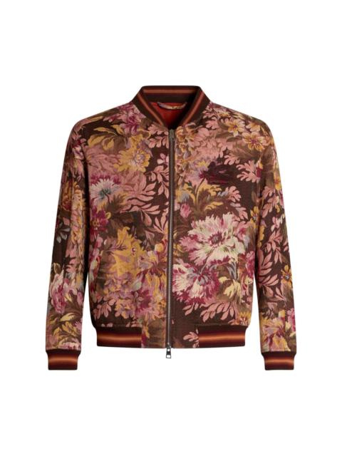 floral-jacquard bomber jacket