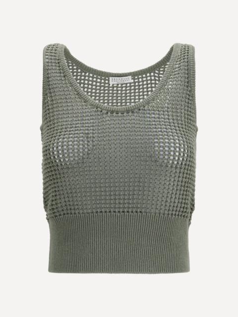 Brunello Cucinelli Perforated sequin Tank Top