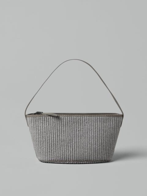 Brunello Cucinelli Techno cotton raffia bag with shiny zipper pull