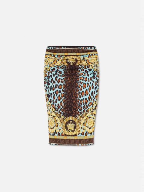 VERSACE Fendace Wild Baroque Ruched Midi Skirt