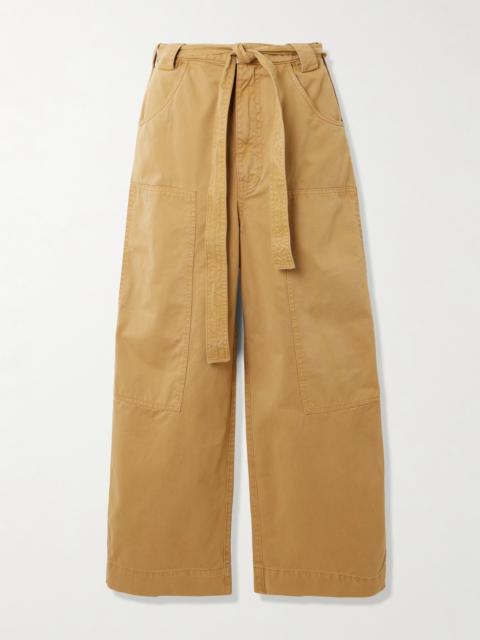 JAMIE HALLER The Karate Cropped Belted Cotton-twill Wide-leg Pants