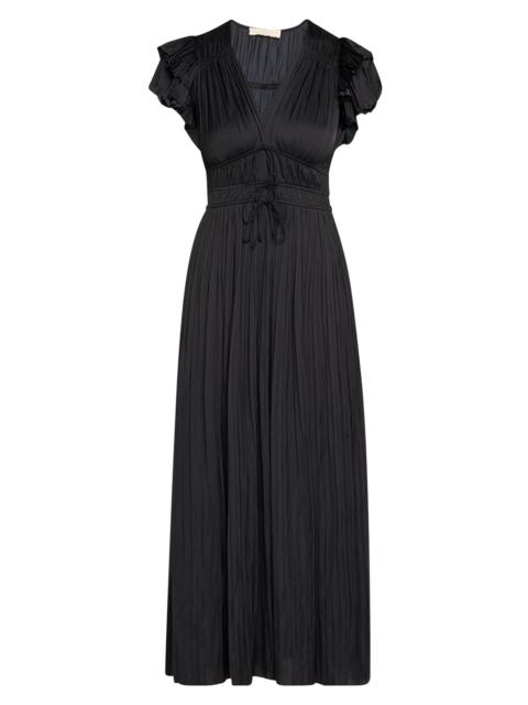 ULLA JOHNSON Women's Patrice Flutter-Sleeve Midi-Dress - Black