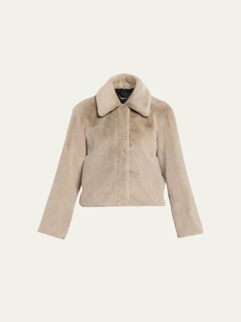 Theory Cropped Faux Fur Coat