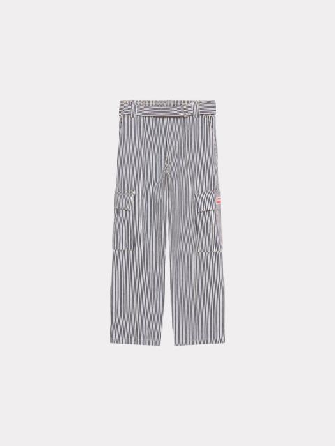 Striped straight-cut genderless cargo jeans