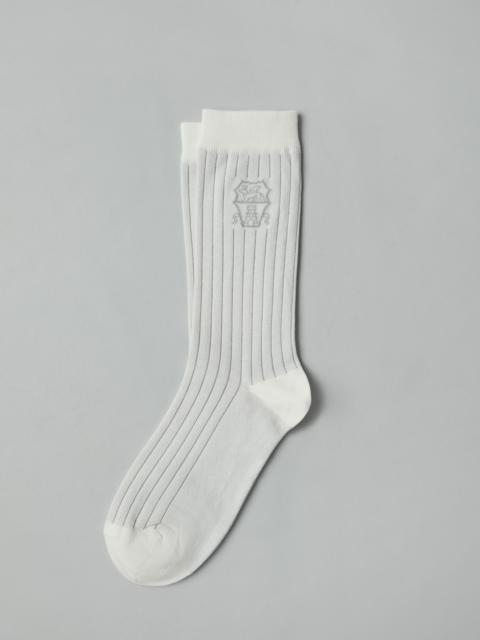 Brunello Cucinelli Cotton chalk stripe effect socks with logo