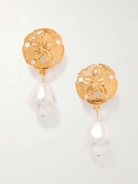Anguilla gold-plated faux pearl earrings