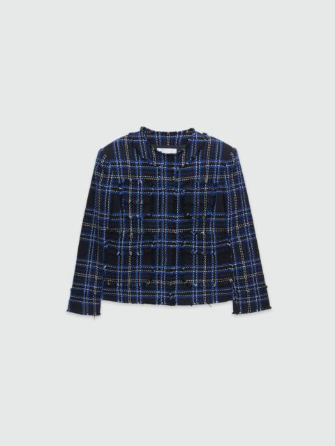 MSGM Cotton tweed black tartan jacket