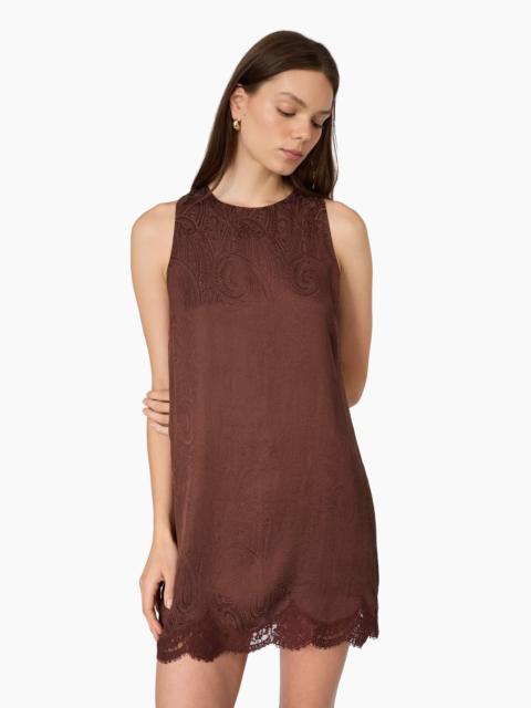 CAMI NYC INGRAM JACQUARD SHIFT DRESS UMBER
