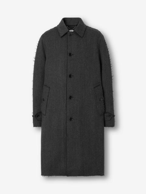Burberry Raw-edged Herringbone Wool Blend Car Coat