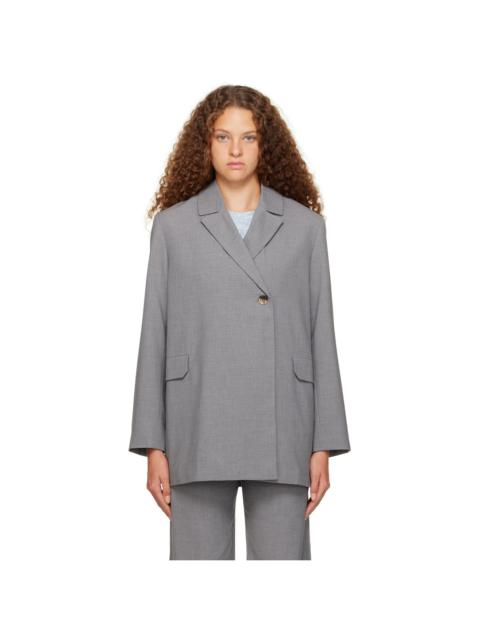 GANNI Gray Belted Blazer